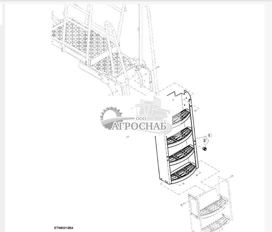 Лестница с надставленным подвесным кронштейном, длинная 